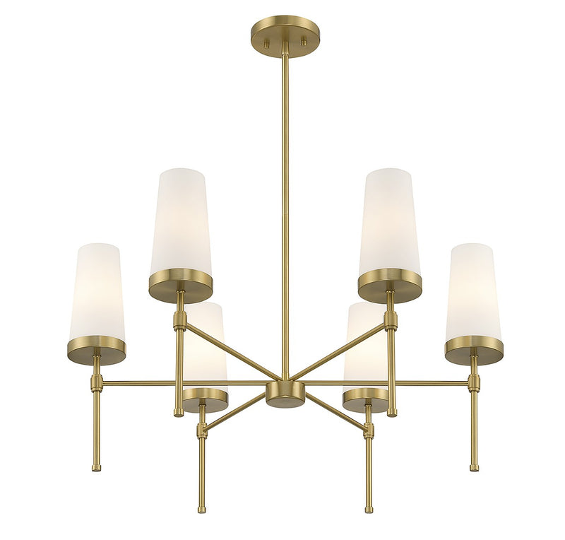 Six Light Chandelier<br /><span style="color:#4AB0CE;">Entrega: 4-10 dias en USA</span><br /><span style="color:#4AB0CE;font-size:60%;">PREGUNTE POR ENTREGA EN PANAMA</span><br />Collection: Haynes<br />Finish: Warm Brass