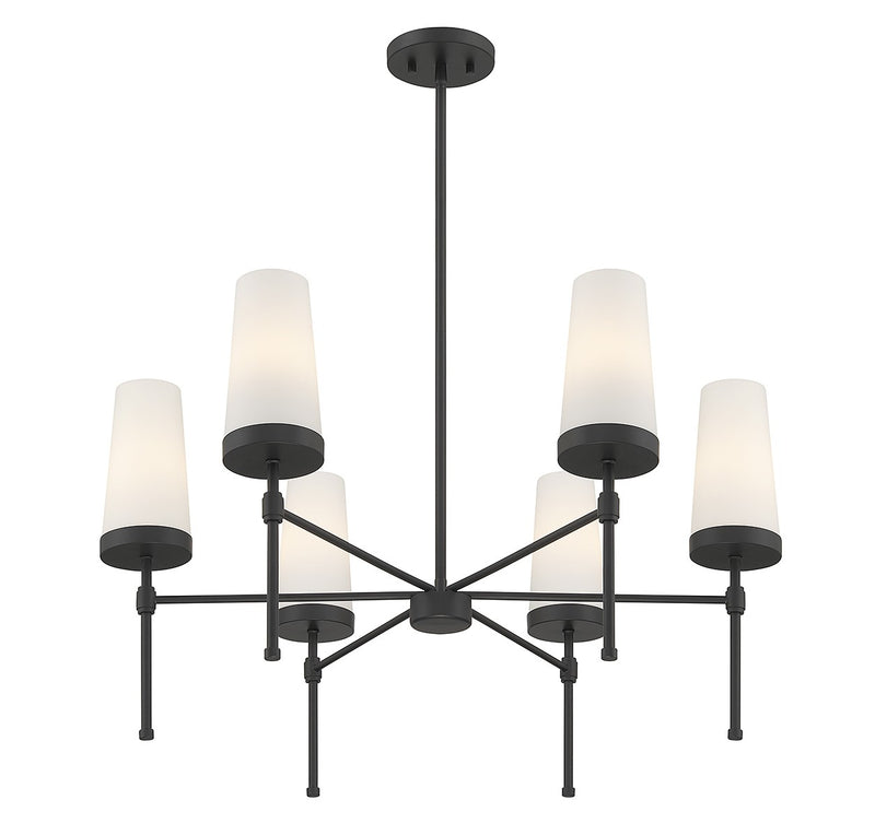 Six Light Chandelier<br /><span style="color:#4AB0CE;">Entrega: 4-10 dias en USA</span><br /><span style="color:#4AB0CE;font-size:60%;">PREGUNTE POR ENTREGA EN PANAMA</span><br />Collection: Haynes<br />Finish: Matte Black