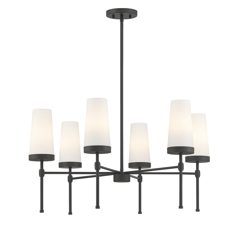 Six Light Chandelier<br /><span style="color:#4AB0CE;">Entrega: 4-10 dias en USA</span><br /><span style="color:#4AB0CE;font-size:60%;">PREGUNTE POR ENTREGA EN PANAMA</span><br />Collection: Haynes<br />Finish: Matte Black