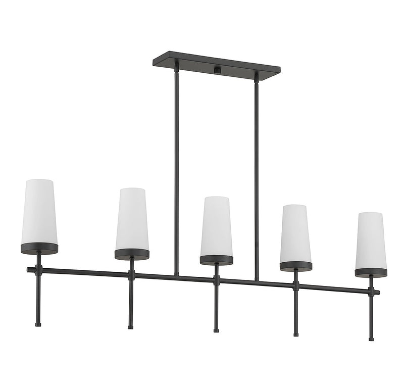 Five Light Linear Chandelier<br /><span style="color:#4AB0CE;">Entrega: 4-10 dias en USA</span><br /><span style="color:#4AB0CE;font-size:60%;">PREGUNTE POR ENTREGA EN PANAMA</span><br />Collection: Haynes<br />Finish: Matte Black