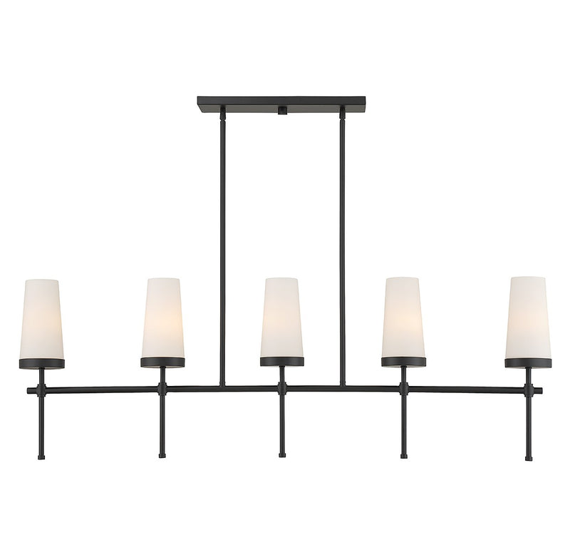 Five Light Linear Chandelier<br /><span style="color:#4AB0CE;">Entrega: 4-10 dias en USA</span><br /><span style="color:#4AB0CE;font-size:60%;">PREGUNTE POR ENTREGA EN PANAMA</span><br />Collection: Haynes<br />Finish: Matte Black