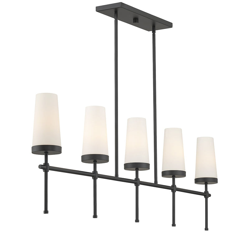 Five Light Linear Chandelier<br /><span style="color:#4AB0CE;">Entrega: 4-10 dias en USA</span><br /><span style="color:#4AB0CE;font-size:60%;">PREGUNTE POR ENTREGA EN PANAMA</span><br />Collection: Haynes<br />Finish: Matte Black