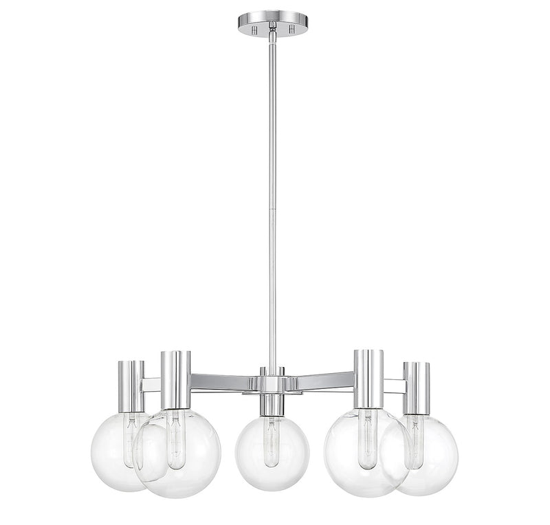 Five Light Chandelier<br /><span style="color:#4AB0CE;">Entrega: 4-10 dias en USA</span><br /><span style="color:#4AB0CE;font-size:60%;">PREGUNTE POR ENTREGA EN PANAMA</span><br />Collection: Wright<br />Finish: Chrome