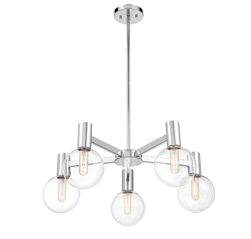 Five Light Chandelier<br /><span style="color:#4AB0CE;">Entrega: 4-10 dias en USA</span><br /><span style="color:#4AB0CE;font-size:60%;">PREGUNTE POR ENTREGA EN PANAMA</span><br />Collection: Wright<br />Finish: Chrome