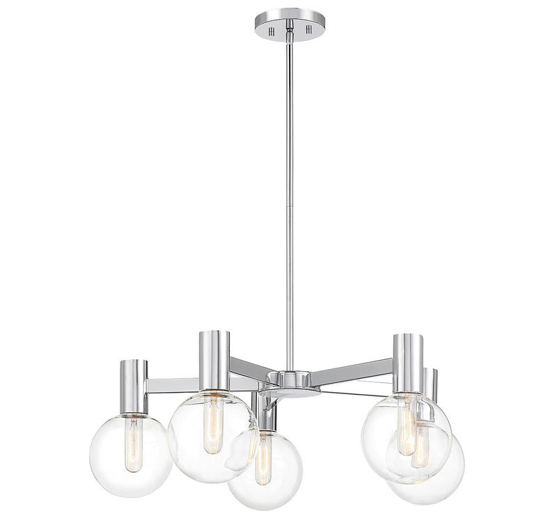 Five Light Chandelier<br /><span style="color:#4AB0CE;">Entrega: 4-10 dias en USA</span><br /><span style="color:#4AB0CE;font-size:60%;">PREGUNTE POR ENTREGA EN PANAMA</span><br />Collection: Wright<br />Finish: Chrome