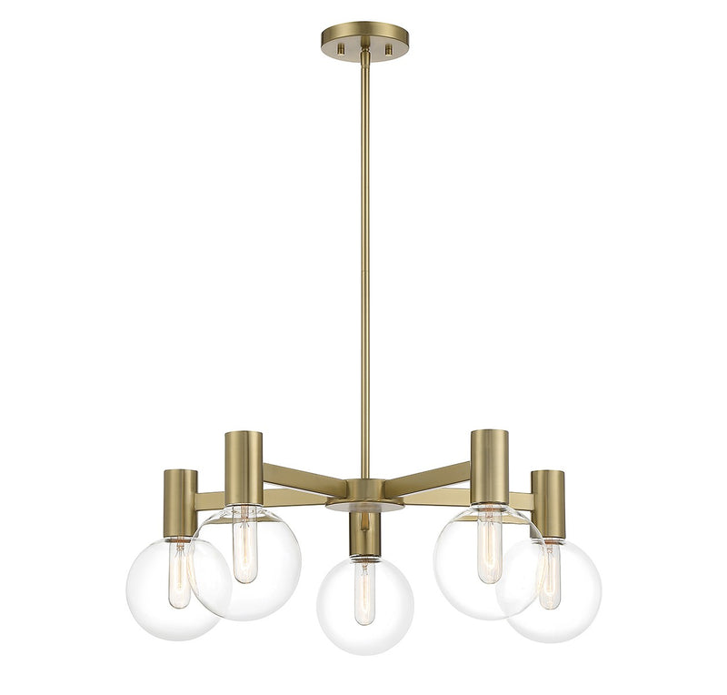 Five Light Chandelier<br /><span style="color:#4AB0CE;">Entrega: 4-10 dias en USA</span><br /><span style="color:#4AB0CE;font-size:60%;">PREGUNTE POR ENTREGA EN PANAMA</span><br />Collection: Wright<br />Finish: Warm Brass