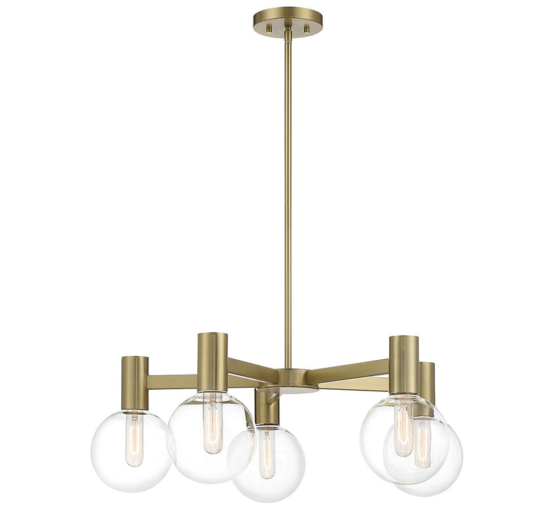 Five Light Chandelier<br /><span style="color:#4AB0CE;">Entrega: 4-10 dias en USA</span><br /><span style="color:#4AB0CE;font-size:60%;">PREGUNTE POR ENTREGA EN PANAMA</span><br />Collection: Wright<br />Finish: Warm Brass