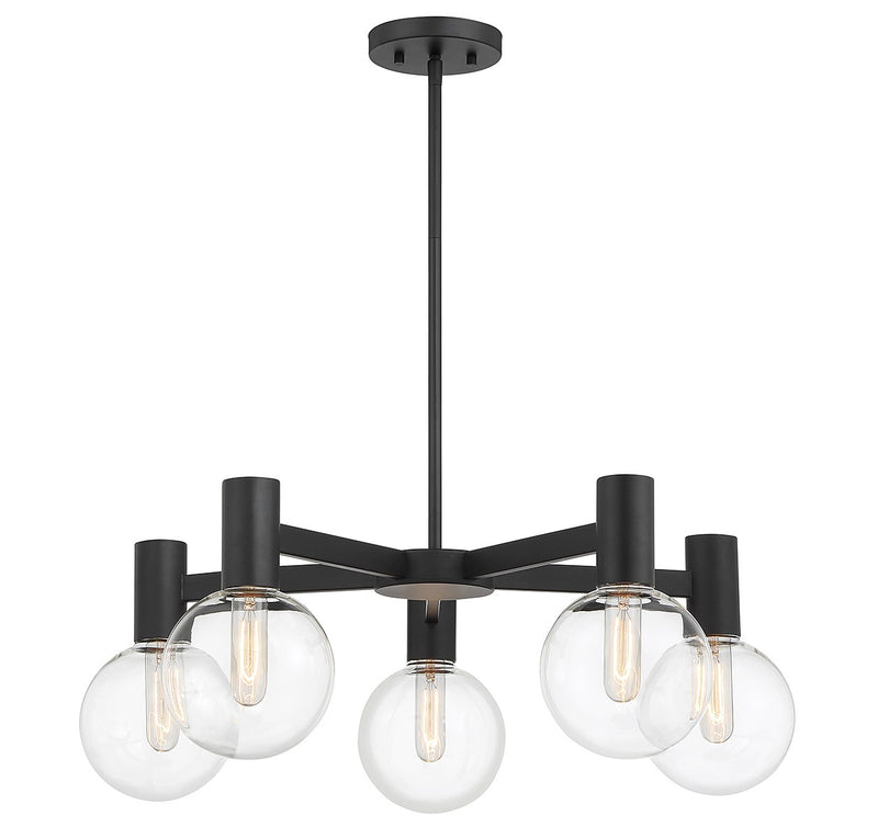 Five Light Chandelier<br /><span style="color:#4AB0CE;">Entrega: 4-10 dias en USA</span><br /><span style="color:#4AB0CE;font-size:60%;">PREGUNTE POR ENTREGA EN PANAMA</span><br />Collection: Wright<br />Finish: Matte Black