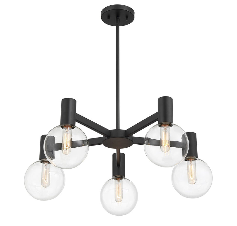 Five Light Chandelier<br /><span style="color:#4AB0CE;">Entrega: 4-10 dias en USA</span><br /><span style="color:#4AB0CE;font-size:60%;">PREGUNTE POR ENTREGA EN PANAMA</span><br />Collection: Wright<br />Finish: Matte Black