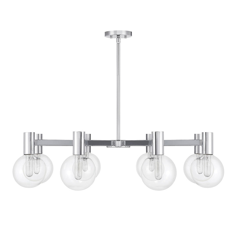 Eight Light Chandelier<br /><span style="color:#4AB0CE;">Entrega: 4-10 dias en USA</span><br /><span style="color:#4AB0CE;font-size:60%;">PREGUNTE POR ENTREGA EN PANAMA</span><br />Collection: Wright<br />Finish: Chrome