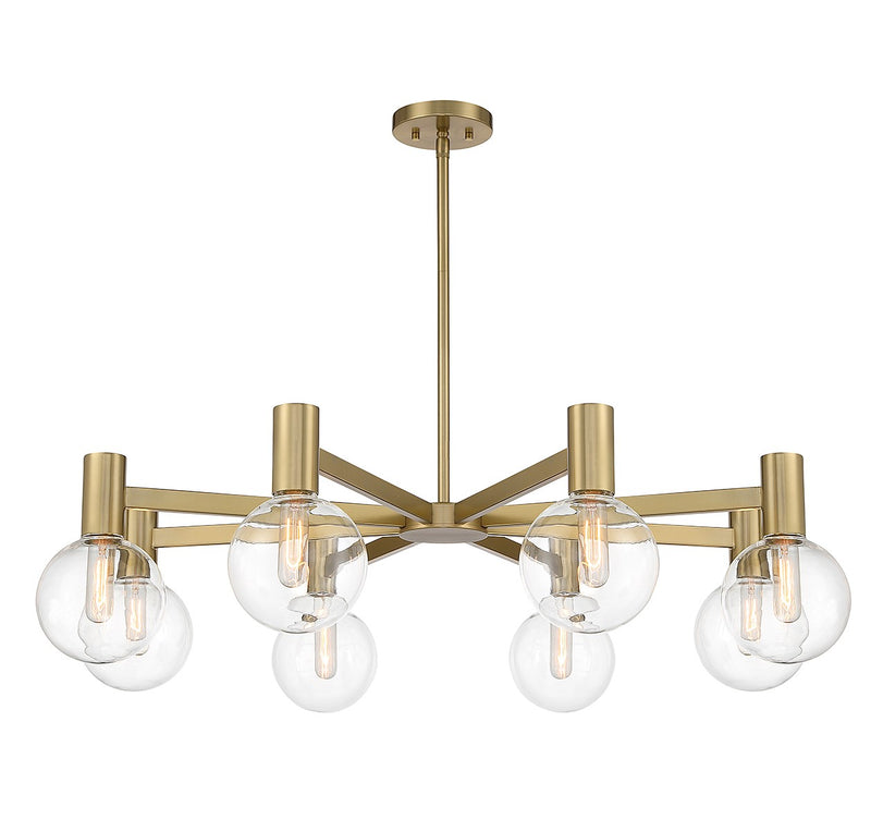 Eight Light Chandelier<br /><span style="color:#4AB0CE;">Entrega: 4-10 dias en USA</span><br /><span style="color:#4AB0CE;font-size:60%;">PREGUNTE POR ENTREGA EN PANAMA</span><br />Collection: Wright<br />Finish: Warm Brass