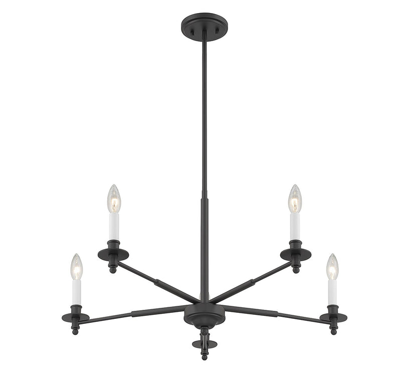 Five Light Chandelier<br /><span style="color:#4AB0CE;">Entrega: 4-10 dias en USA</span><br /><span style="color:#4AB0CE;font-size:60%;">PREGUNTE POR ENTREGA EN PANAMA</span><br />Collection: Jasmine<br />Finish: Matte Black