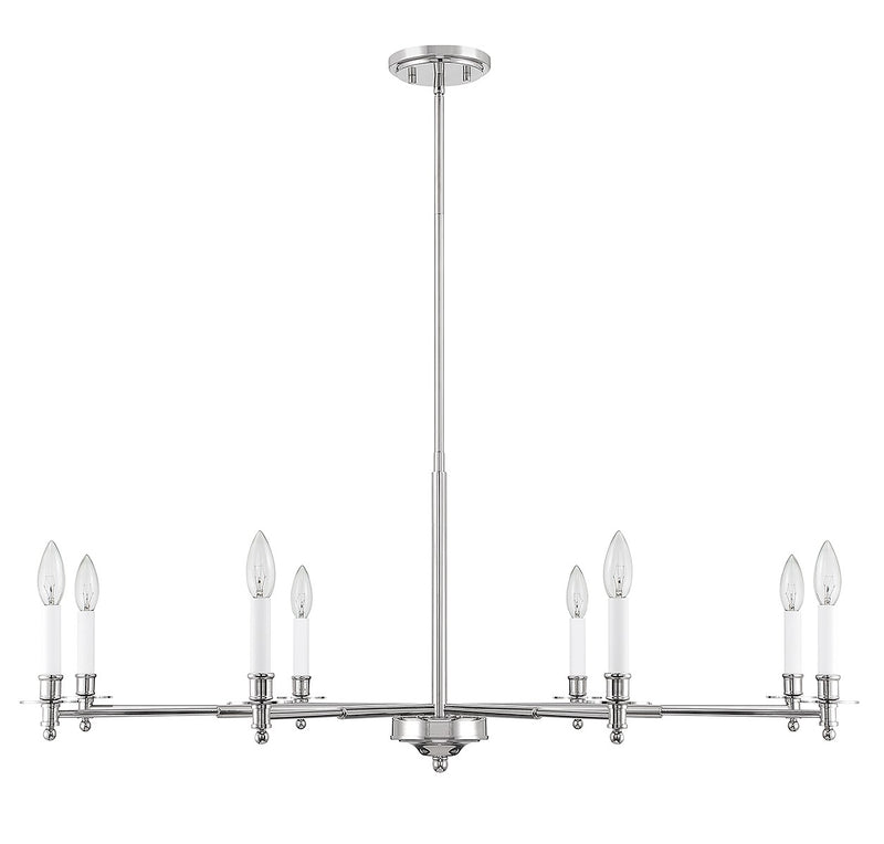 Eight Light Chandelier<br /><span style="color:#4AB0CE;">Entrega: 4-10 dias en USA</span><br /><span style="color:#4AB0CE;font-size:60%;">PREGUNTE POR ENTREGA EN PANAMA</span><br />Collection: Jasmine<br />Finish: Polished Nickel