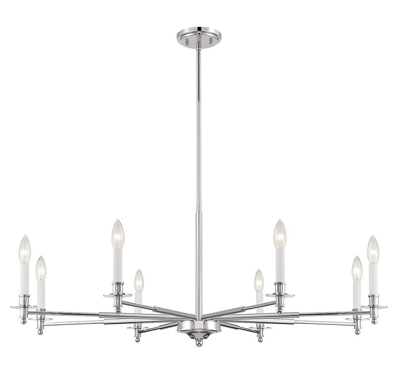 Eight Light Chandelier<br /><span style="color:#4AB0CE;">Entrega: 4-10 dias en USA</span><br /><span style="color:#4AB0CE;font-size:60%;">PREGUNTE POR ENTREGA EN PANAMA</span><br />Collection: Jasmine<br />Finish: Polished Nickel