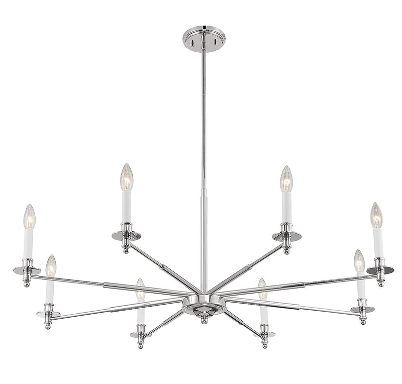 Eight Light Chandelier<br /><span style="color:#4AB0CE;">Entrega: 4-10 dias en USA</span><br /><span style="color:#4AB0CE;font-size:60%;">PREGUNTE POR ENTREGA EN PANAMA</span><br />Collection: Jasmine<br />Finish: Polished Nickel