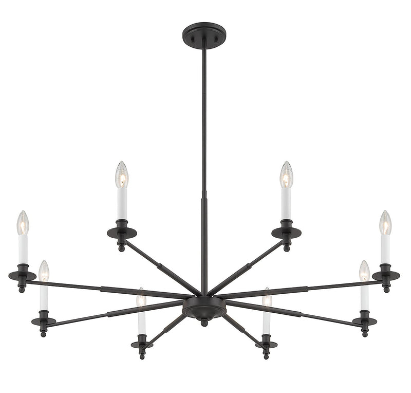 Eight Light Chandelier<br /><span style="color:#4AB0CE;">Entrega: 4-10 dias en USA</span><br /><span style="color:#4AB0CE;font-size:60%;">PREGUNTE POR ENTREGA EN PANAMA</span><br />Collection: Jasmine<br />Finish: Matte Black