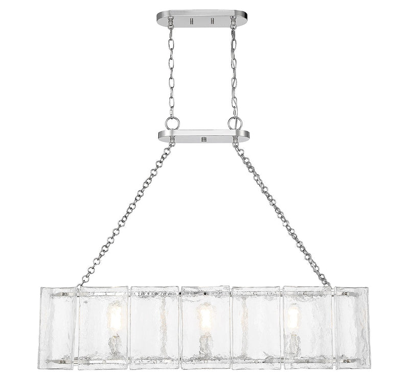 Three Light Linear Chandelier<br /><span style="color:#4AB0CE;">Entrega: 4-10 dias en USA</span><br /><span style="color:#4AB0CE;font-size:60%;">PREGUNTE POR ENTREGA EN PANAMA</span><br />Collection: Genry<br />Finish: Polished Nickel