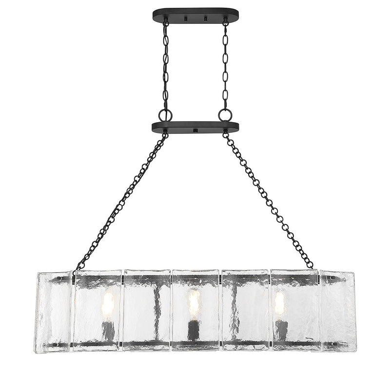 Three Light Linear Chandelier<br /><span style="color:#4AB0CE;">Entrega: 4-10 dias en USA</span><br /><span style="color:#4AB0CE;font-size:60%;">PREGUNTE POR ENTREGA EN PANAMA</span><br />Collection: Genry<br />Finish: Matte Black