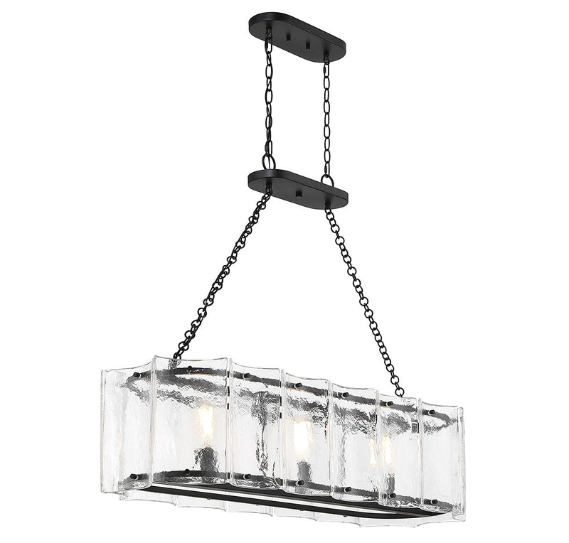 Three Light Linear Chandelier<br /><span style="color:#4AB0CE;">Entrega: 4-10 dias en USA</span><br /><span style="color:#4AB0CE;font-size:60%;">PREGUNTE POR ENTREGA EN PANAMA</span><br />Collection: Genry<br />Finish: Matte Black