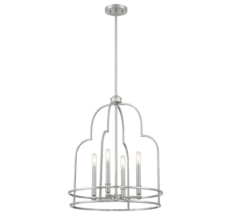 Four Light Pendant<br /><span style="color:#4AB0CE;">Entrega: 4-10 dias en USA</span><br /><span style="color:#4AB0CE;font-size:60%;">PREGUNTE POR ENTREGA EN PANAMA</span><br />Collection: Diplomat<br />Finish: Satin Nickel