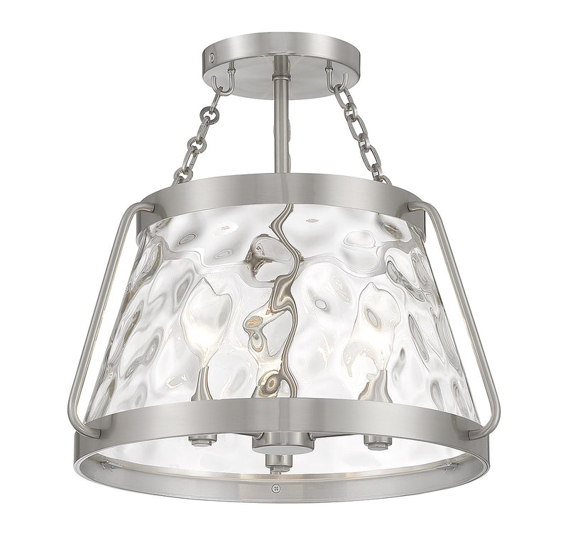 Three Light Semi-Flush Mount<br /><span style="color:#4AB0CE;">Entrega: 4-10 dias en USA</span><br /><span style="color:#4AB0CE;font-size:60%;">PREGUNTE POR ENTREGA EN PANAMA</span><br />Collection: Crawford<br />Finish: Satin Nickel