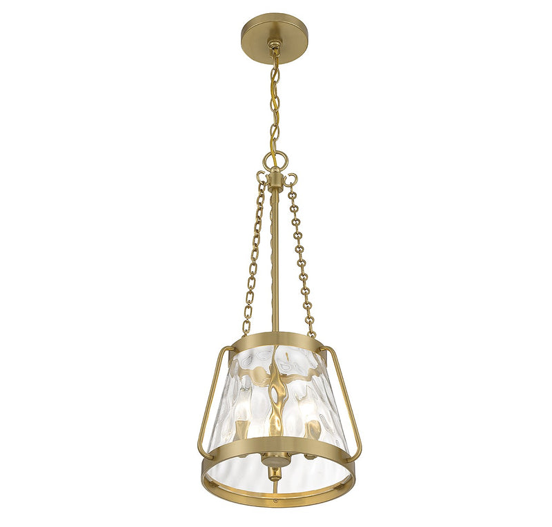 Three Light Pendant<br /><span style="color:#4AB0CE;">Entrega: 4-10 dias en USA</span><br /><span style="color:#4AB0CE;font-size:60%;">PREGUNTE POR ENTREGA EN PANAMA</span><br />Collection: Crawford<br />Finish: Warm Brass
