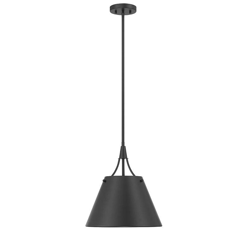 One Light Pendant<br /><span style="color:#4AB0CE;">Entrega: 4-10 dias en USA</span><br /><span style="color:#4AB0CE;font-size:60%;">PREGUNTE POR ENTREGA EN PANAMA</span><br />Collection: Willis<br />Finish: Matte Black