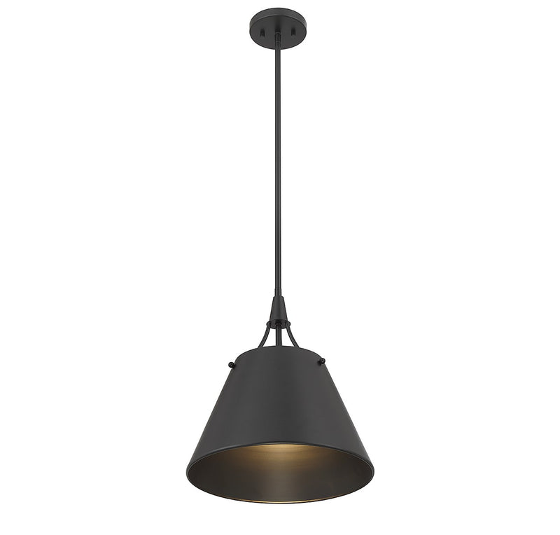 One Light Pendant<br /><span style="color:#4AB0CE;">Entrega: 4-10 dias en USA</span><br /><span style="color:#4AB0CE;font-size:60%;">PREGUNTE POR ENTREGA EN PANAMA</span><br />Collection: Willis<br />Finish: Matte Black