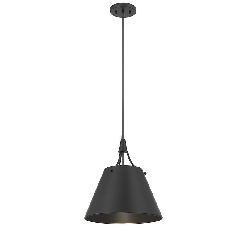 One Light Pendant<br /><span style="color:#4AB0CE;">Entrega: 4-10 dias en USA</span><br /><span style="color:#4AB0CE;font-size:60%;">PREGUNTE POR ENTREGA EN PANAMA</span><br />Collection: Willis<br />Finish: Matte Black