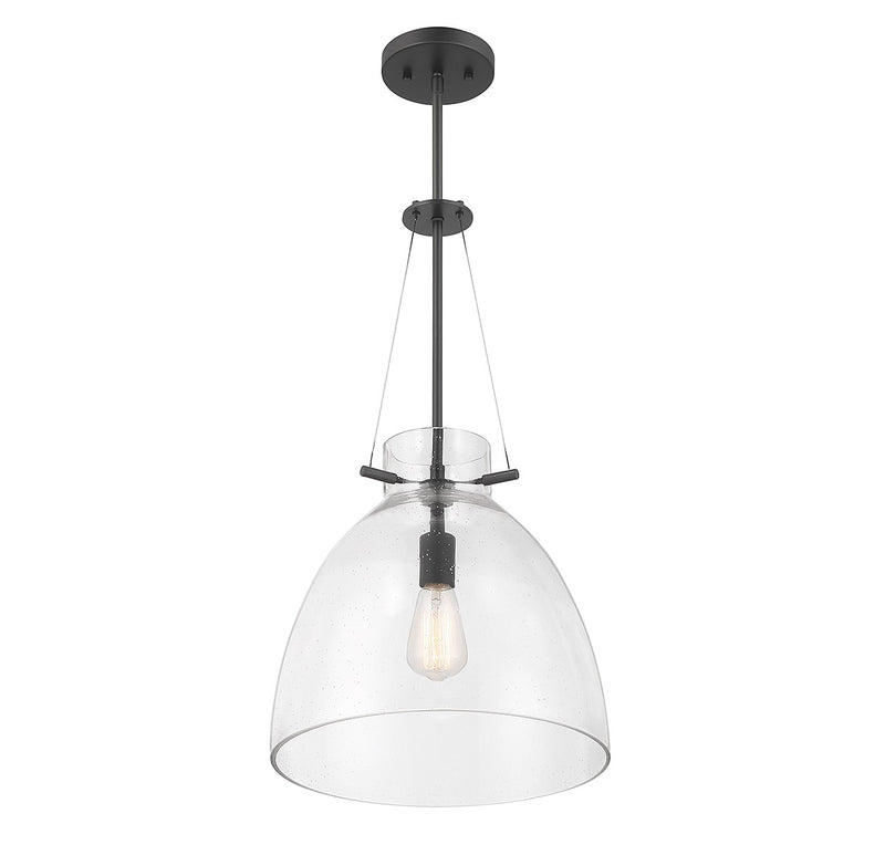 One Light Pendant<br /><span style="color:#4AB0CE;">Entrega: 4-10 dias en USA</span><br /><span style="color:#4AB0CE;font-size:60%;">PREGUNTE POR ENTREGA EN PANAMA</span><br />Collection: Foster<br />Finish: Matte Black