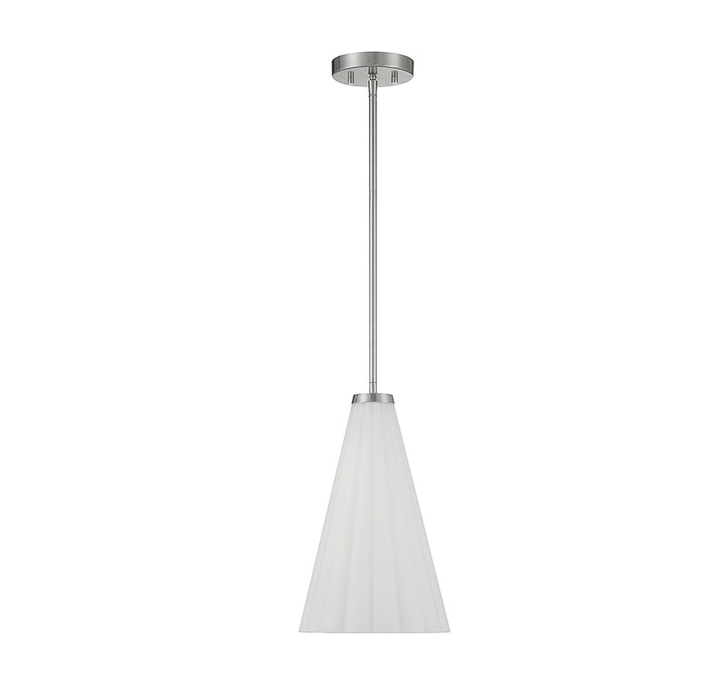 One Light Pendant<br /><span style="color:#4AB0CE;">Entrega: 4-10 dias en USA</span><br /><span style="color:#4AB0CE;font-size:60%;">PREGUNTE POR ENTREGA EN PANAMA</span><br />Collection: Bristol<br />Finish: Satin Nickel