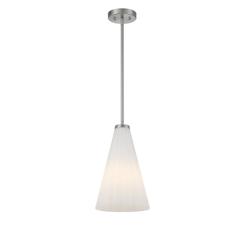 One Light Pendant<br /><span style="color:#4AB0CE;">Entrega: 4-10 dias en USA</span><br /><span style="color:#4AB0CE;font-size:60%;">PREGUNTE POR ENTREGA EN PANAMA</span><br />Collection: Bristol<br />Finish: Satin Nickel