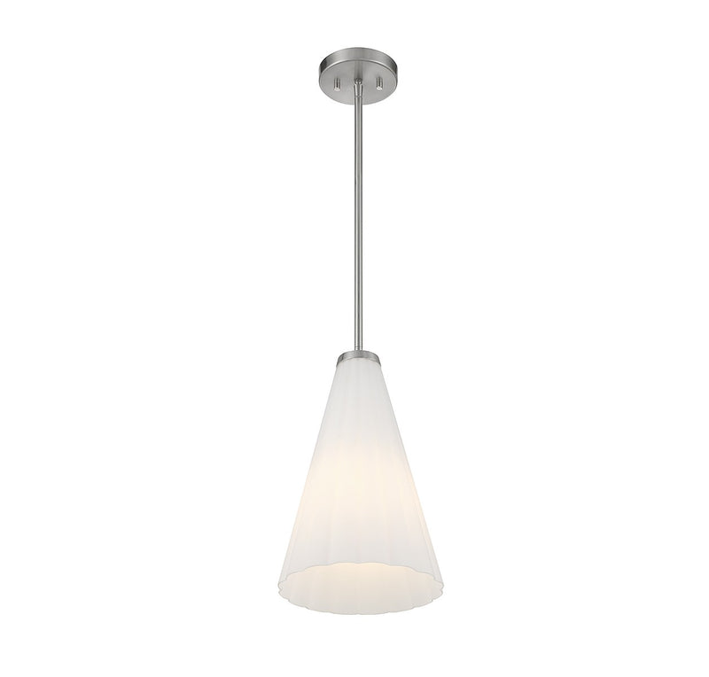 One Light Pendant<br /><span style="color:#4AB0CE;">Entrega: 4-10 dias en USA</span><br /><span style="color:#4AB0CE;font-size:60%;">PREGUNTE POR ENTREGA EN PANAMA</span><br />Collection: Bristol<br />Finish: Satin Nickel