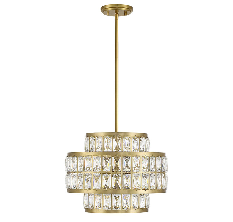 Three Light Pendant<br /><span style="color:#4AB0CE;">Entrega: 4-10 dias en USA</span><br /><span style="color:#4AB0CE;font-size:60%;">PREGUNTE POR ENTREGA EN PANAMA</span><br />Collection: Renzo<br />Finish: Warm Brass