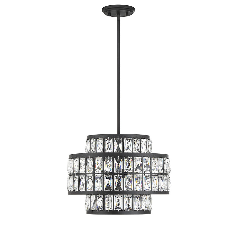 Three Light Pendant<br /><span style="color:#4AB0CE;">Entrega: 4-10 dias en USA</span><br /><span style="color:#4AB0CE;font-size:60%;">PREGUNTE POR ENTREGA EN PANAMA</span><br />Collection: Renzo<br />Finish: Matte Black