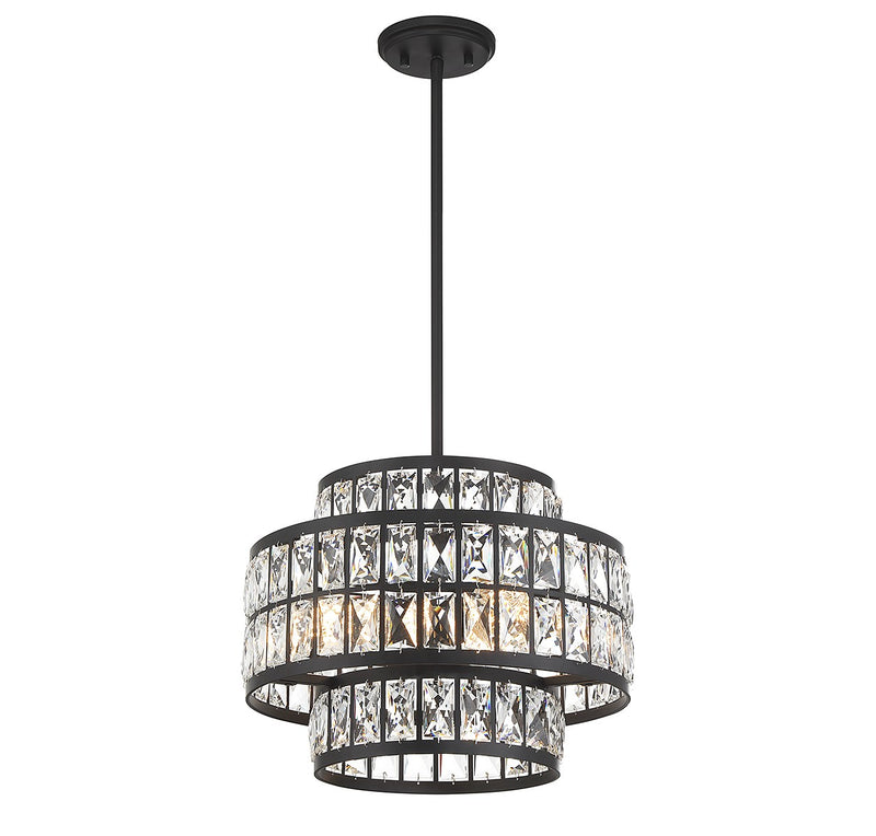 Three Light Pendant<br /><span style="color:#4AB0CE;">Entrega: 4-10 dias en USA</span><br /><span style="color:#4AB0CE;font-size:60%;">PREGUNTE POR ENTREGA EN PANAMA</span><br />Collection: Renzo<br />Finish: Matte Black