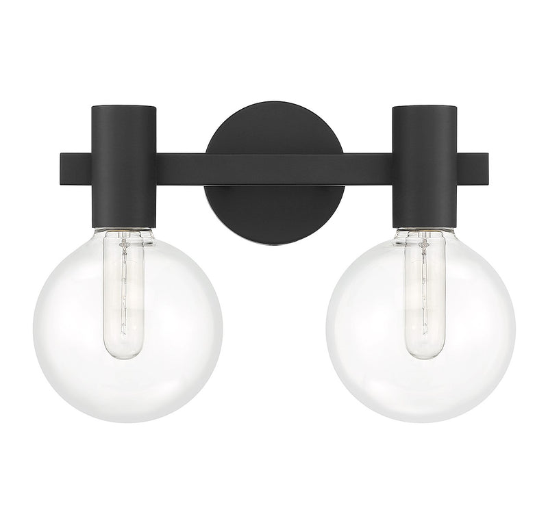 Two Light Bathroom Vanity<br /><span style="color:#4AB0CE;">Entrega: 4-10 dias en USA</span><br /><span style="color:#4AB0CE;font-size:60%;">PREGUNTE POR ENTREGA EN PANAMA</span><br />Collection: Wright<br />Finish: Matte Black