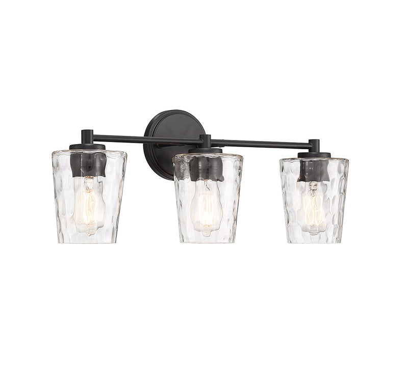 Three Light Bathroom Vanity<br /><span style="color:#4AB0CE;">Entrega: 4-10 dias en USA</span><br /><span style="color:#4AB0CE;font-size:60%;">PREGUNTE POR ENTREGA EN PANAMA</span><br />Collection: Ballas<br />Finish: Matte Black