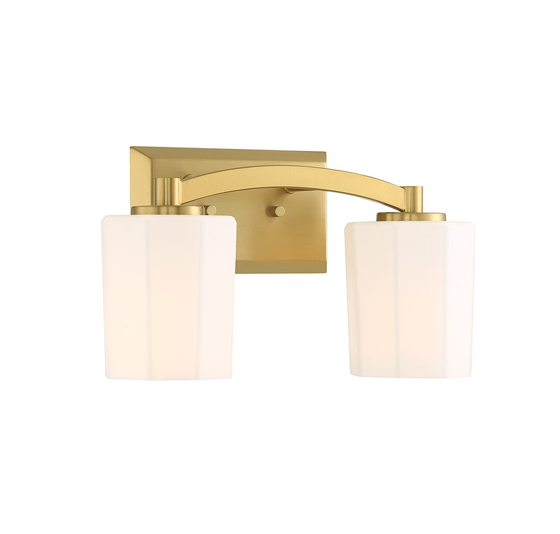 Two Light Bathroom Vanity<br /><span style="color:#4AB0CE;">Entrega: 4-10 dias en USA</span><br /><span style="color:#4AB0CE;font-size:60%;">PREGUNTE POR ENTREGA EN PANAMA</span><br />Collection: Whitney<br />Finish: Warm Brass