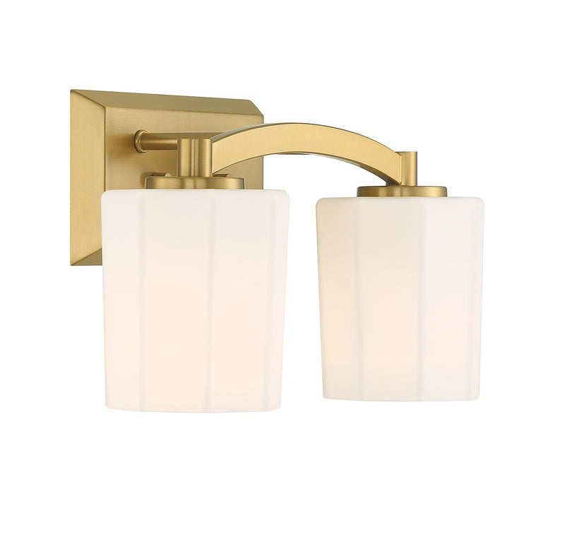 Two Light Bathroom Vanity<br /><span style="color:#4AB0CE;">Entrega: 4-10 dias en USA</span><br /><span style="color:#4AB0CE;font-size:60%;">PREGUNTE POR ENTREGA EN PANAMA</span><br />Collection: Whitney<br />Finish: Warm Brass