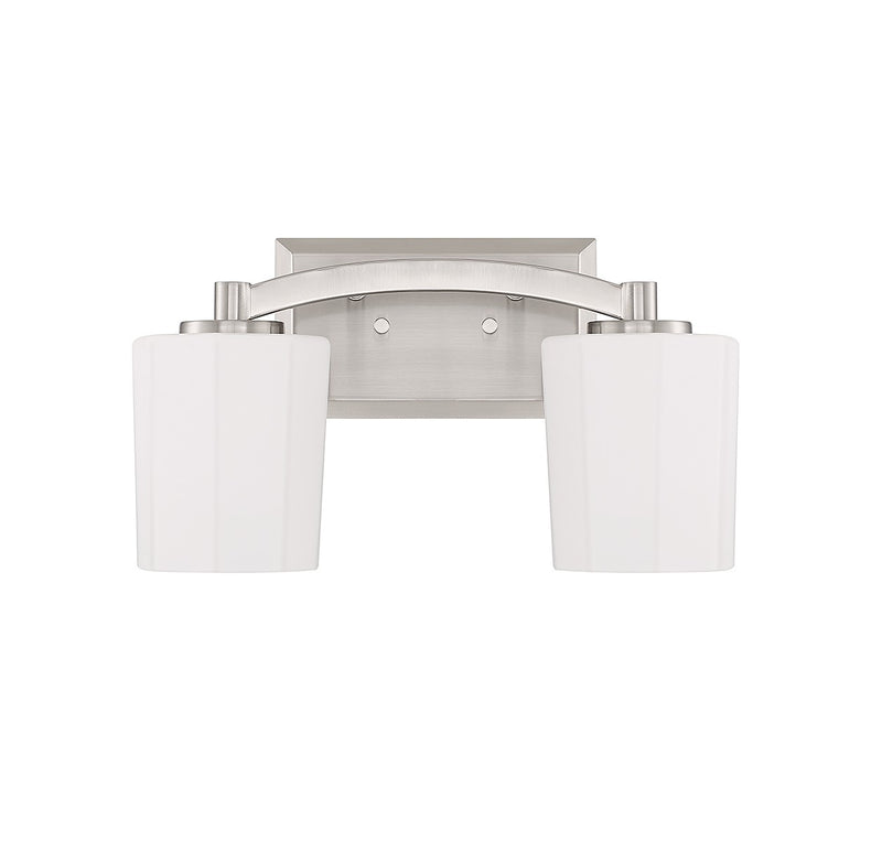 Two Light Bathroom Vanity<br /><span style="color:#4AB0CE;">Entrega: 4-10 dias en USA</span><br /><span style="color:#4AB0CE;font-size:60%;">PREGUNTE POR ENTREGA EN PANAMA</span><br />Collection: Whitney<br />Finish: Satin Nickel