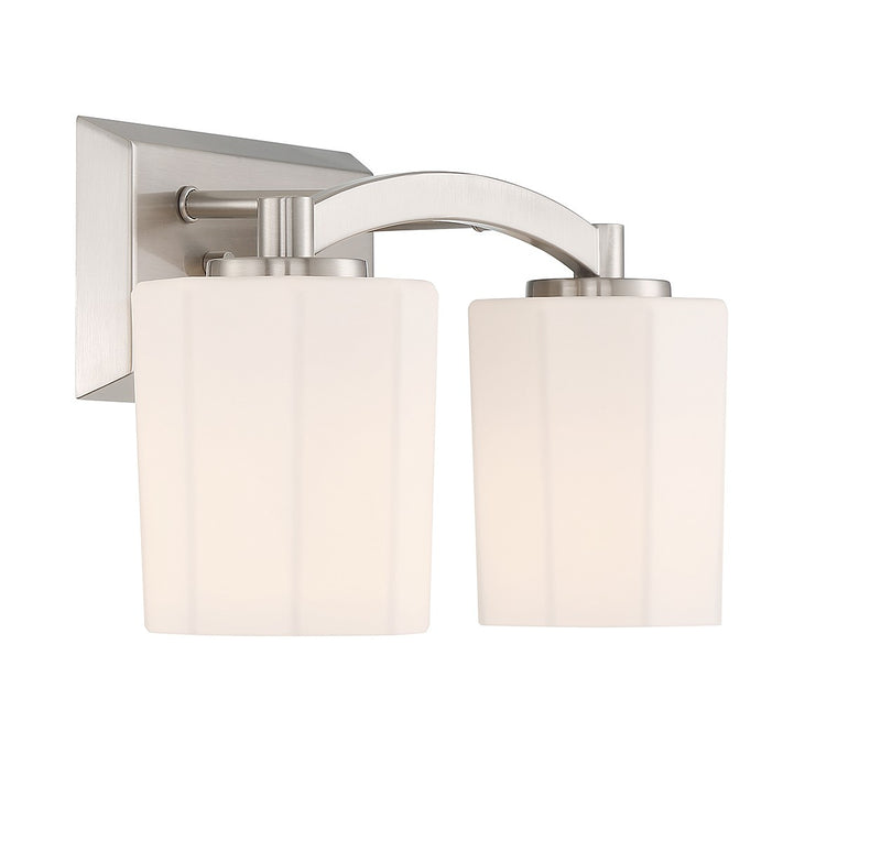 Two Light Bathroom Vanity<br /><span style="color:#4AB0CE;">Entrega: 4-10 dias en USA</span><br /><span style="color:#4AB0CE;font-size:60%;">PREGUNTE POR ENTREGA EN PANAMA</span><br />Collection: Whitney<br />Finish: Satin Nickel