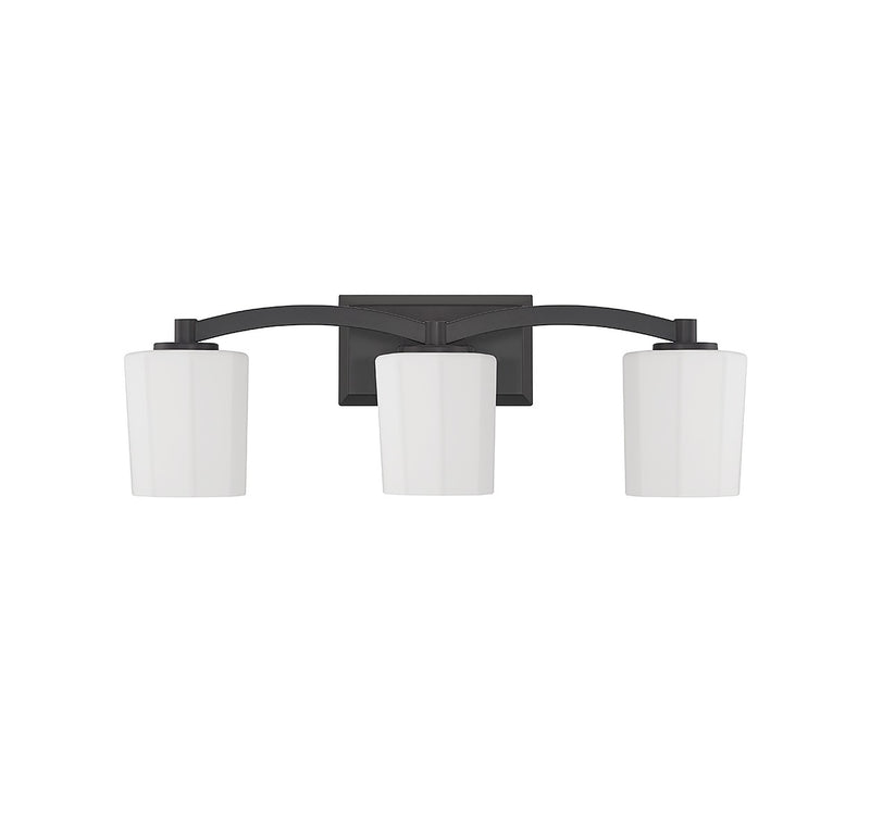 Three Light Bathroom Vanity<br /><span style="color:#4AB0CE;">Entrega: 4-10 dias en USA</span><br /><span style="color:#4AB0CE;font-size:60%;">PREGUNTE POR ENTREGA EN PANAMA</span><br />Collection: Whitney<br />Finish: Matte Black