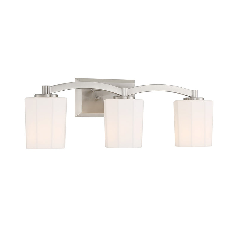 Three Light Bathroom Vanity<br /><span style="color:#4AB0CE;">Entrega: 4-10 dias en USA</span><br /><span style="color:#4AB0CE;font-size:60%;">PREGUNTE POR ENTREGA EN PANAMA</span><br />Collection: Whitney<br />Finish: Satin Nickel