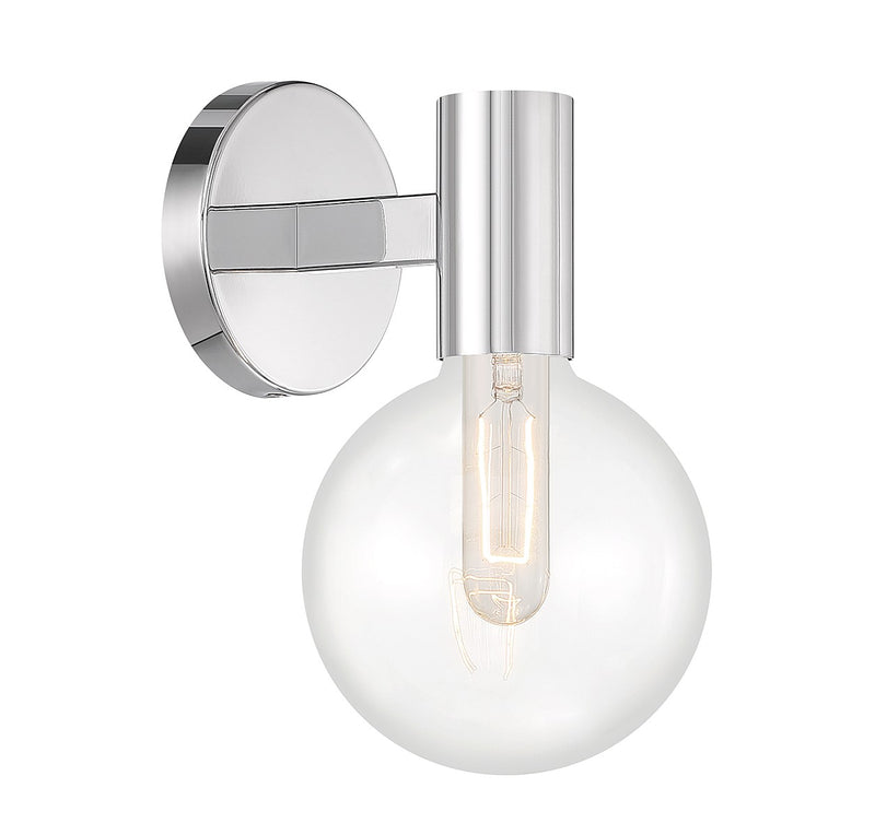 One Light Wall Sconce<br /><span style="color:#4AB0CE;">Entrega: 4-10 dias en USA</span><br /><span style="color:#4AB0CE;font-size:60%;">PREGUNTE POR ENTREGA EN PANAMA</span><br />Collection: Wright<br />Finish: Chrome