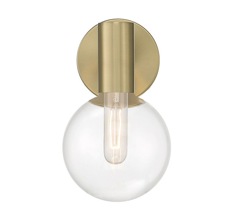 One Light Wall Sconce<br /><span style="color:#4AB0CE;">Entrega: 4-10 dias en USA</span><br /><span style="color:#4AB0CE;font-size:60%;">PREGUNTE POR ENTREGA EN PANAMA</span><br />Collection: Wright<br />Finish: Warm Brass