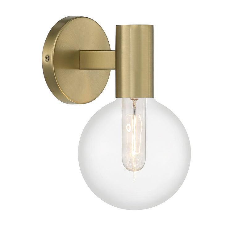 One Light Wall Sconce<br /><span style="color:#4AB0CE;">Entrega: 4-10 dias en USA</span><br /><span style="color:#4AB0CE;font-size:60%;">PREGUNTE POR ENTREGA EN PANAMA</span><br />Collection: Wright<br />Finish: Warm Brass