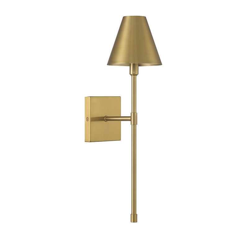 One Light Wall Sconce<br /><span style="color:#4AB0CE;">Entrega: 4-10 dias en USA</span><br /><span style="color:#4AB0CE;font-size:60%;">PREGUNTE POR ENTREGA EN PANAMA</span><br />Collection: Jefferson<br />Finish: Warm Brass