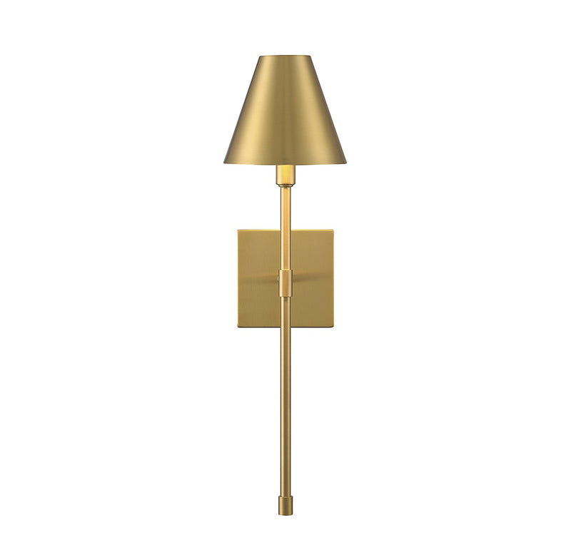 One Light Wall Sconce<br /><span style="color:#4AB0CE;">Entrega: 4-10 dias en USA</span><br /><span style="color:#4AB0CE;font-size:60%;">PREGUNTE POR ENTREGA EN PANAMA</span><br />Collection: Jefferson<br />Finish: Warm Brass