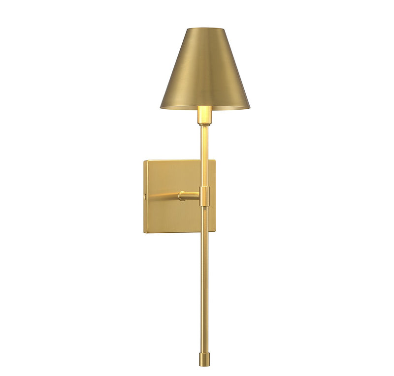 One Light Wall Sconce<br /><span style="color:#4AB0CE;">Entrega: 4-10 dias en USA</span><br /><span style="color:#4AB0CE;font-size:60%;">PREGUNTE POR ENTREGA EN PANAMA</span><br />Collection: Jefferson<br />Finish: Warm Brass